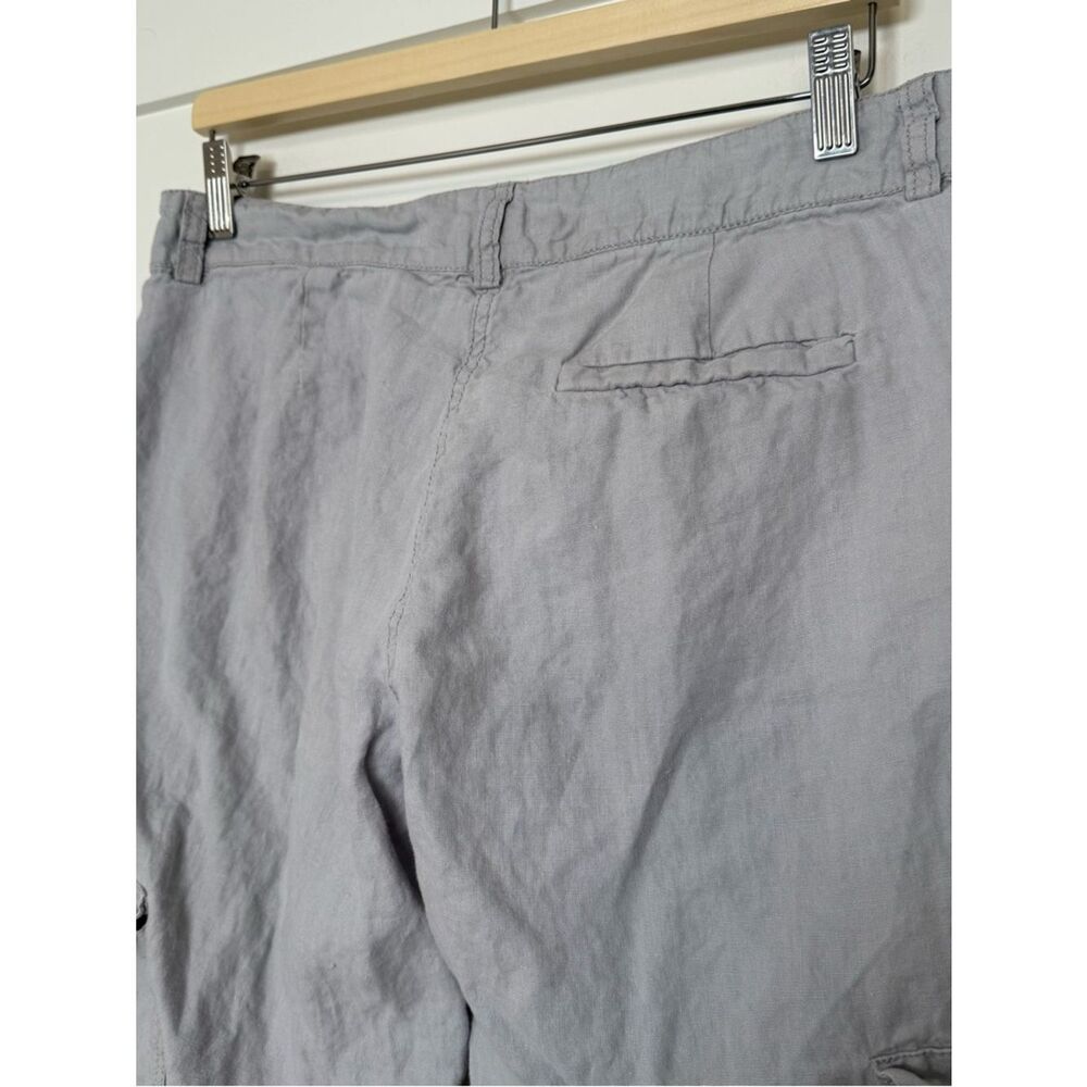 Eileen Fisher Cargo Cropped Pants Womens Sz 8 Gray Organic Linen Casual Beach - Picture 6 of 11